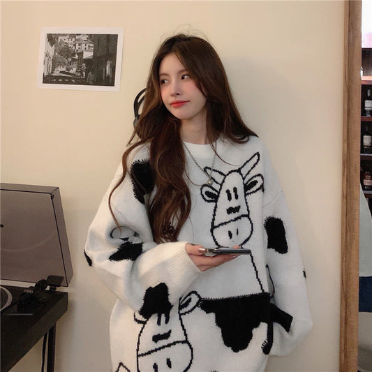 Korean Style Loose Pullover Sweater for Casual Wear