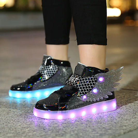Glowing Rubber Sneakers with Rechargeable Lights
